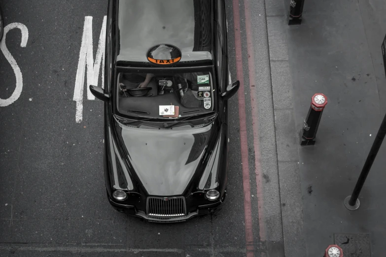 an aerial view of a car with no lights