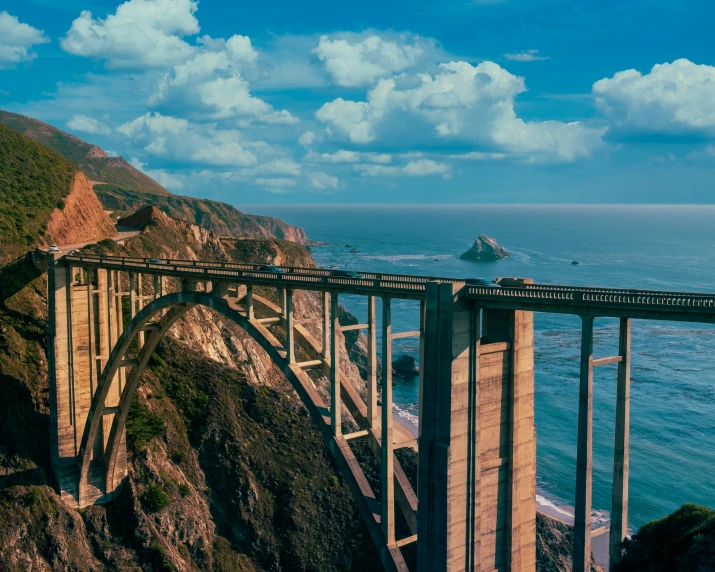 a bridge over a large body of water