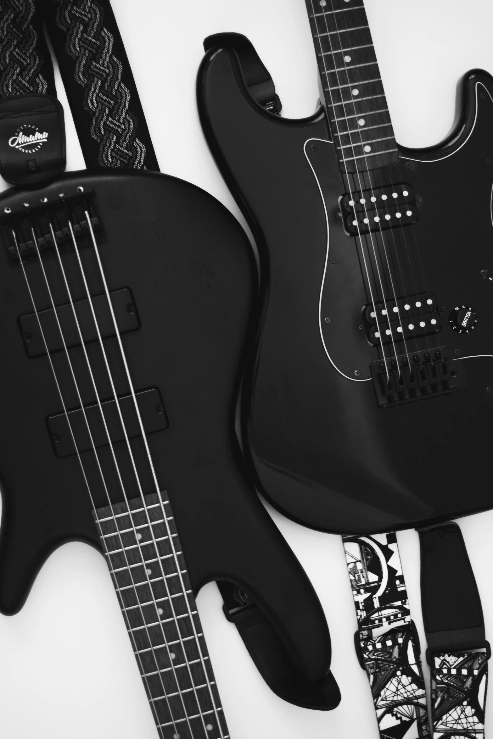 a black and white po of some musical instruments