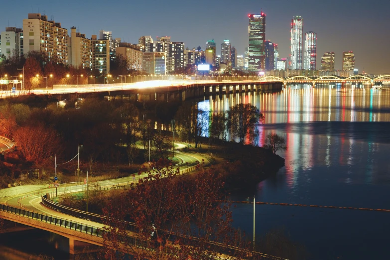 an image of night time scene of some city