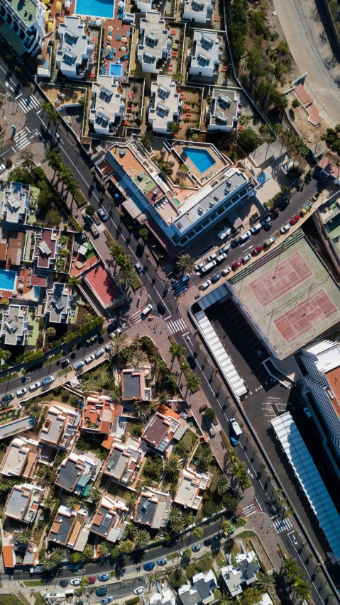 a city has several streets that can be seen from above