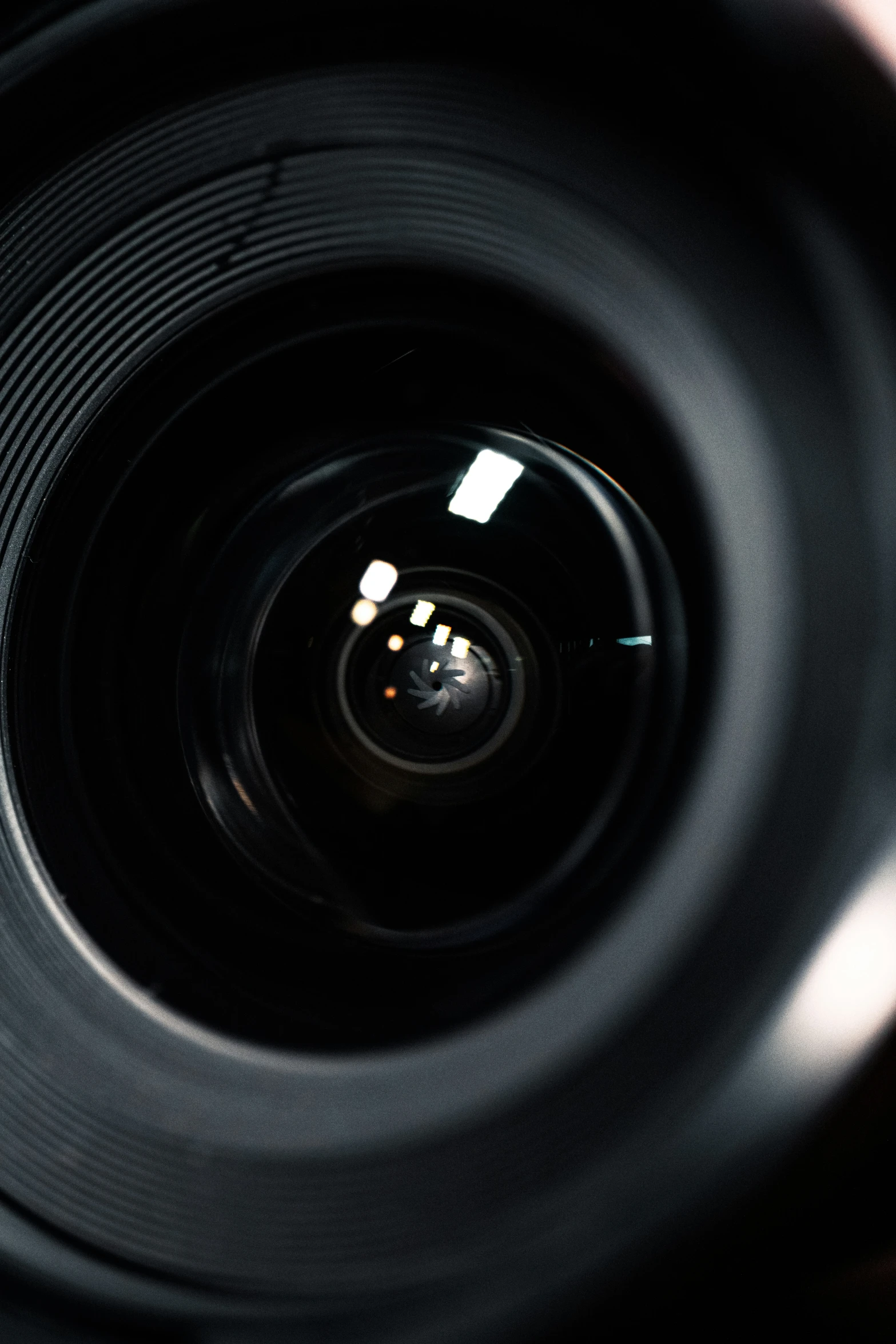 an image of a camera lens taken through it's front view window