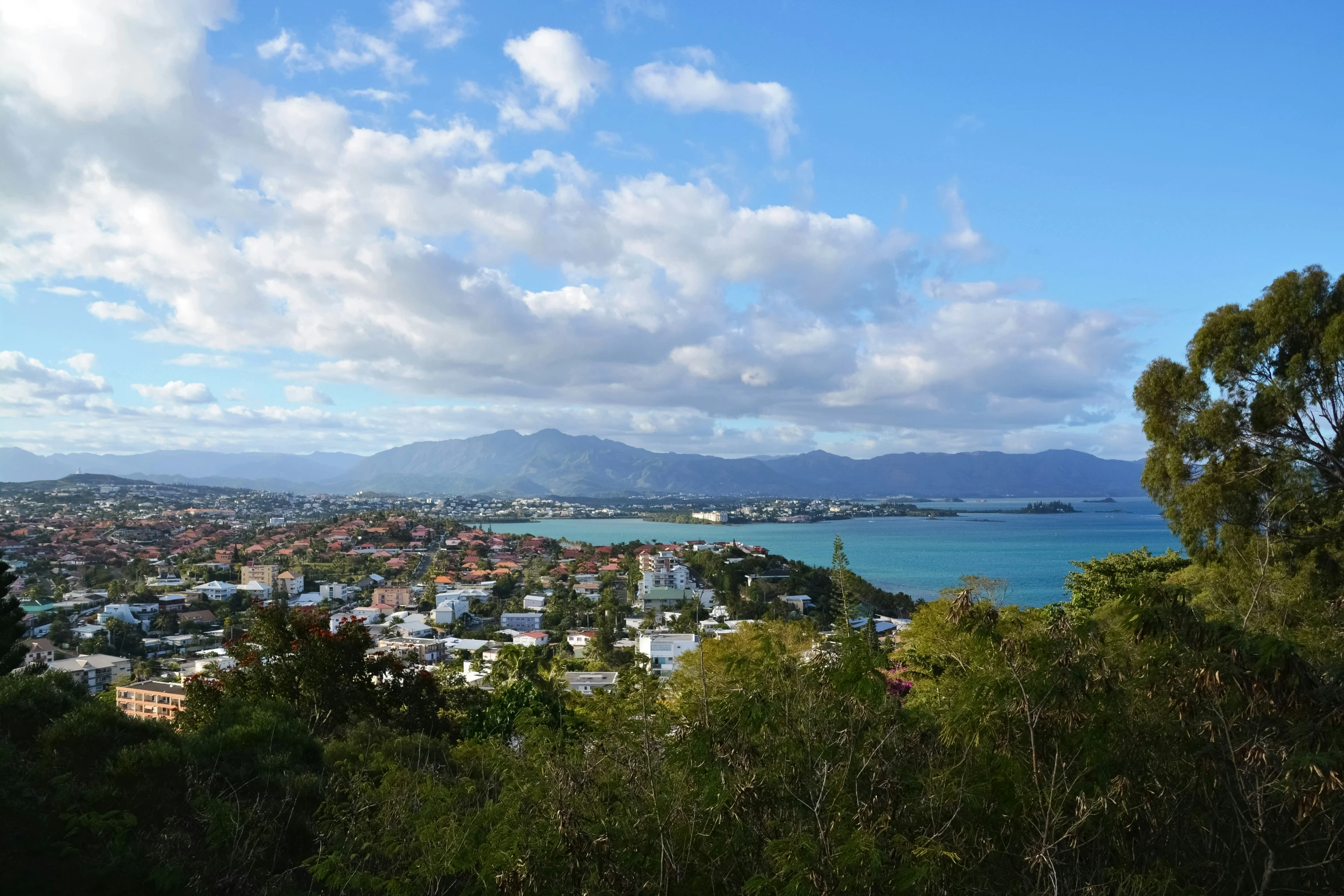 the town is perched above the water