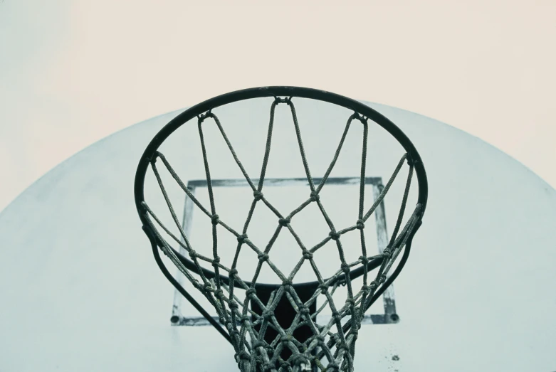 an overhead view of a basketball court with net