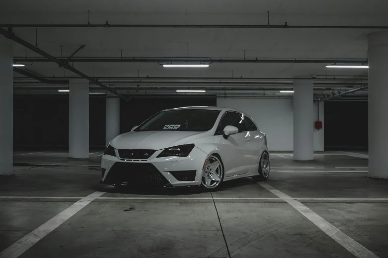 a car that is parked in a parking garage