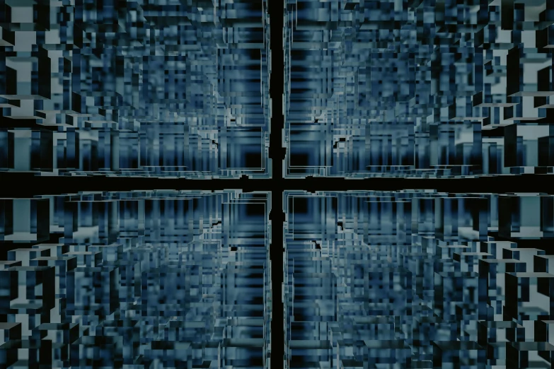 a grid of squares and lines are being reflected in blue water