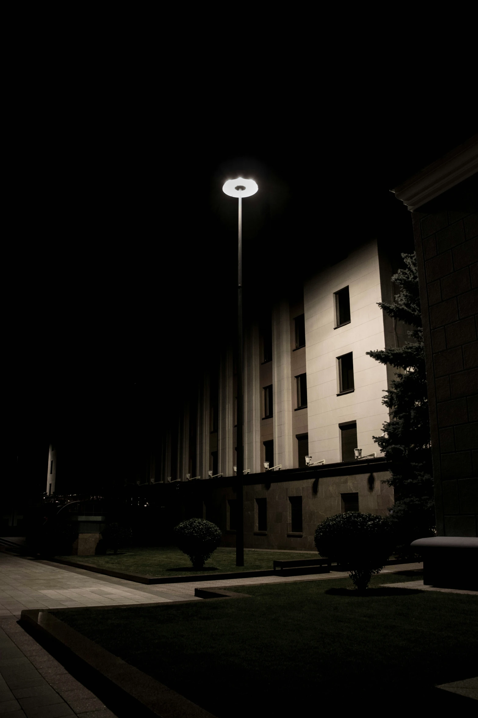 night time scene of an outside city building