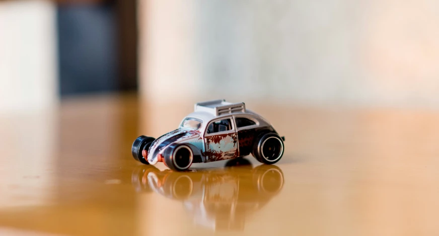 toy car sitting on a table top