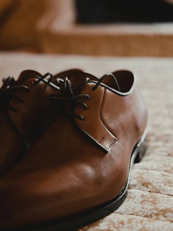 a brown shoe with a brown lace in it