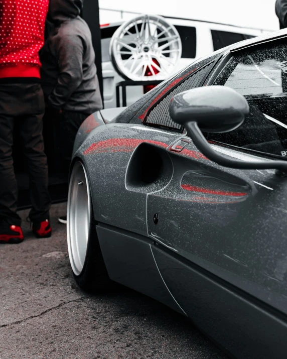 a close up view of a car in the road