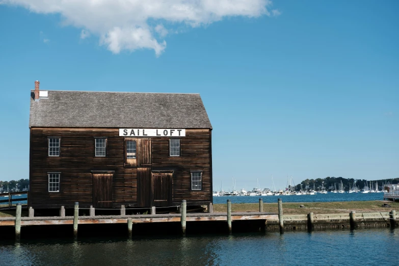 the building is brown and has wooden floors