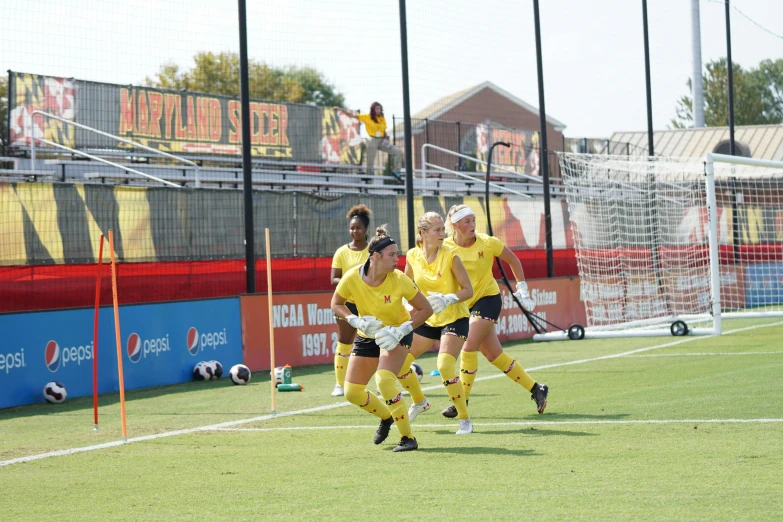 some soccer players are playing soccer on the field