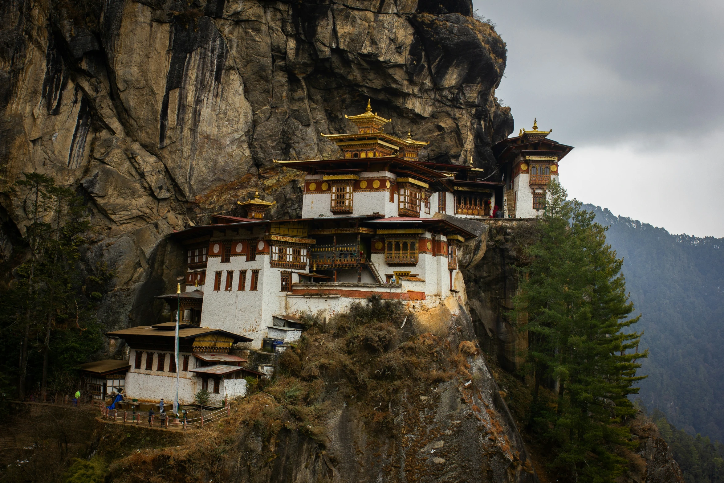 a large cliff dwelling in the mountains