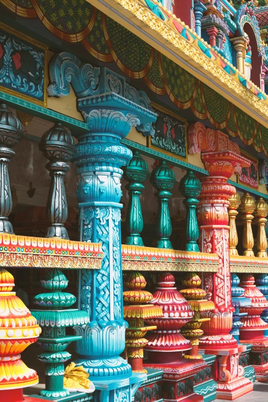 many colors of columns stand at the end of a shop