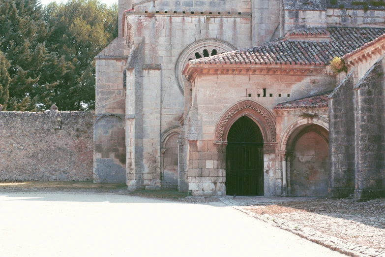 there is an ancient building with its door open