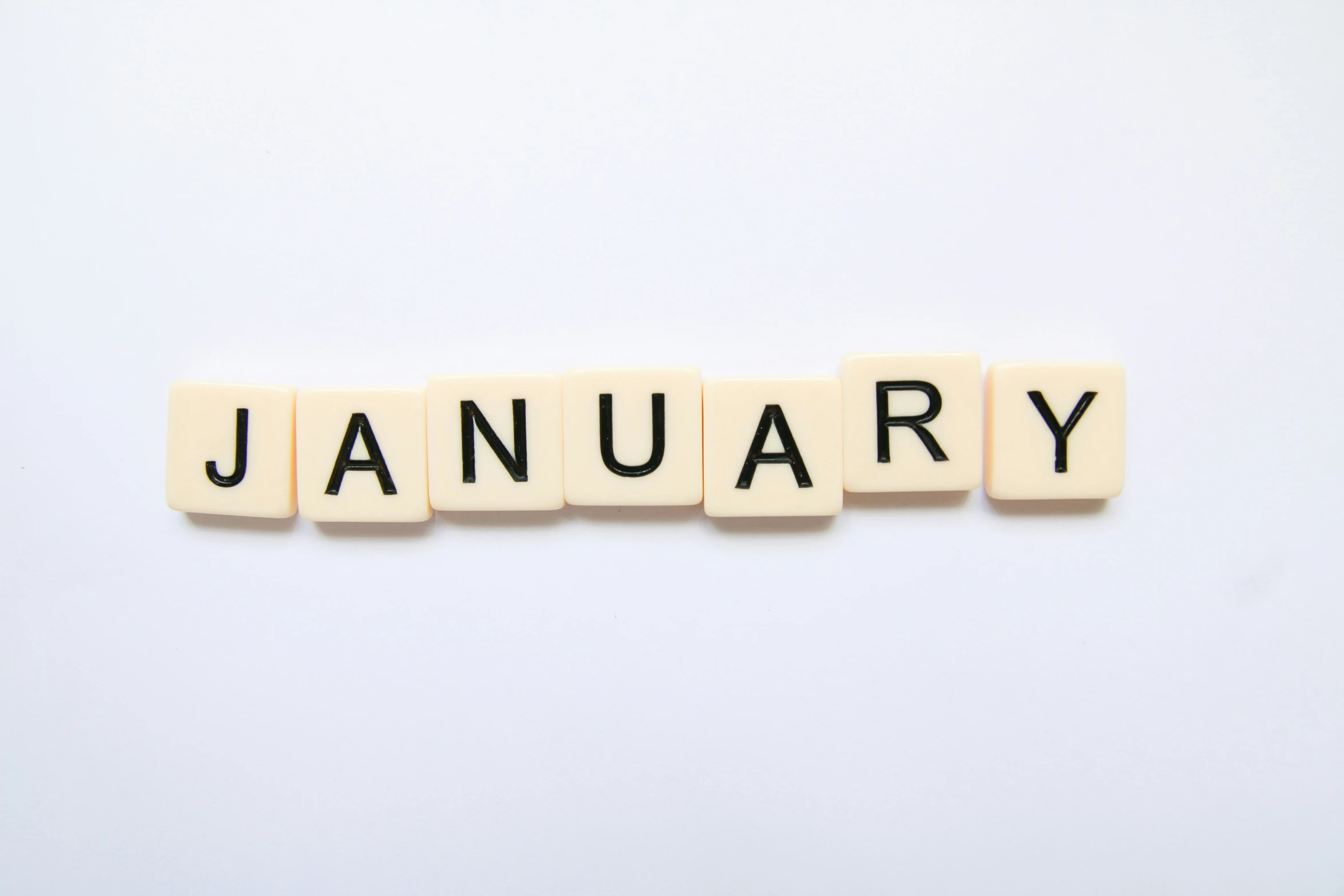 scrabble - like letters with the words january carved out