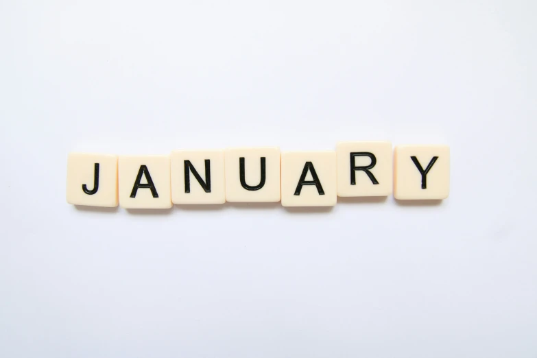 scrabble - like letters with the words january carved out