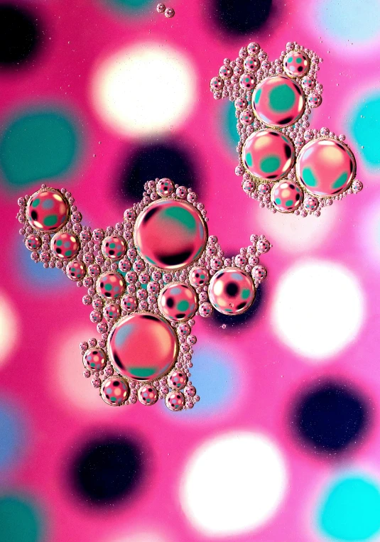 bubbles in pink, green and blue liquid