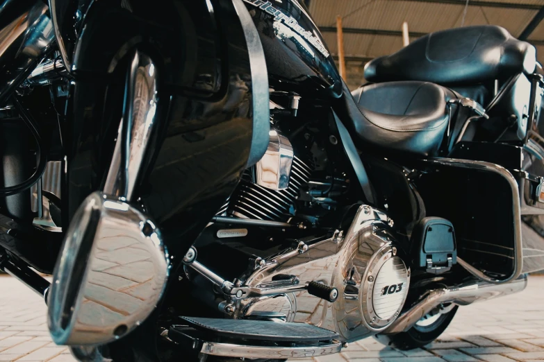 close up of the back view of a shiny motorcycle