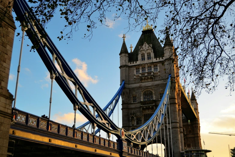 tower bridge with many cables on a sunny day