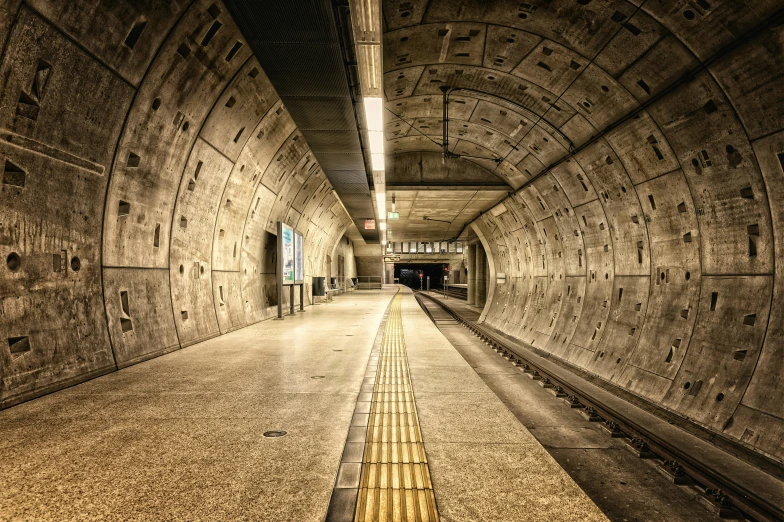 there is a long walkway through the tunnel