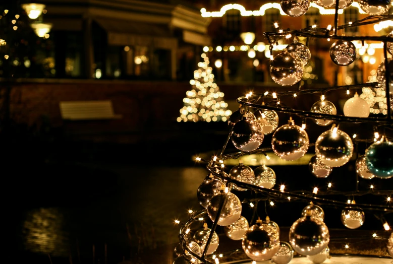 there is a small tree decorated with ornaments