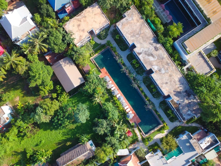 an aerial view of the houses in a neighborhood