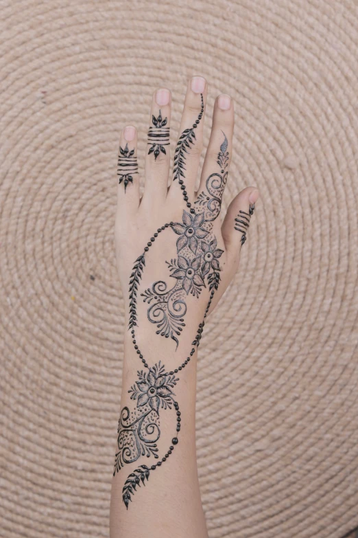 the henna tattooed on the hand is black