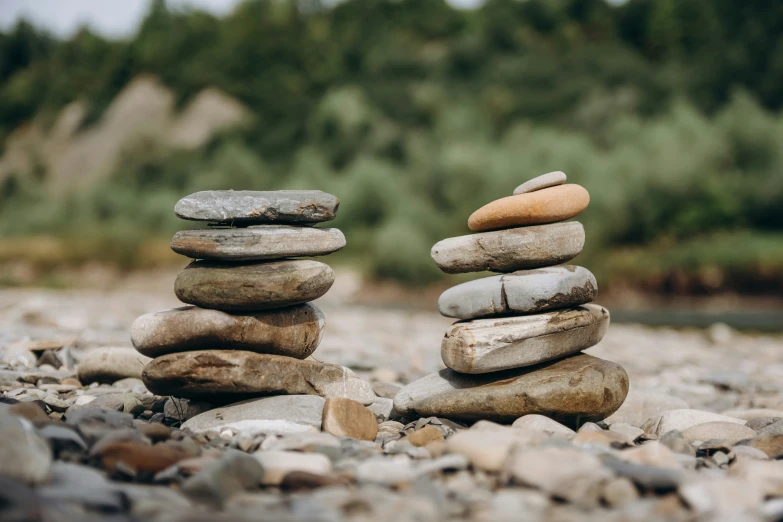 several rocks piled together on a rocky ground