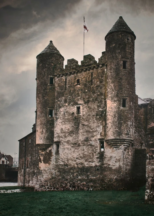 the old building is very tall and stone