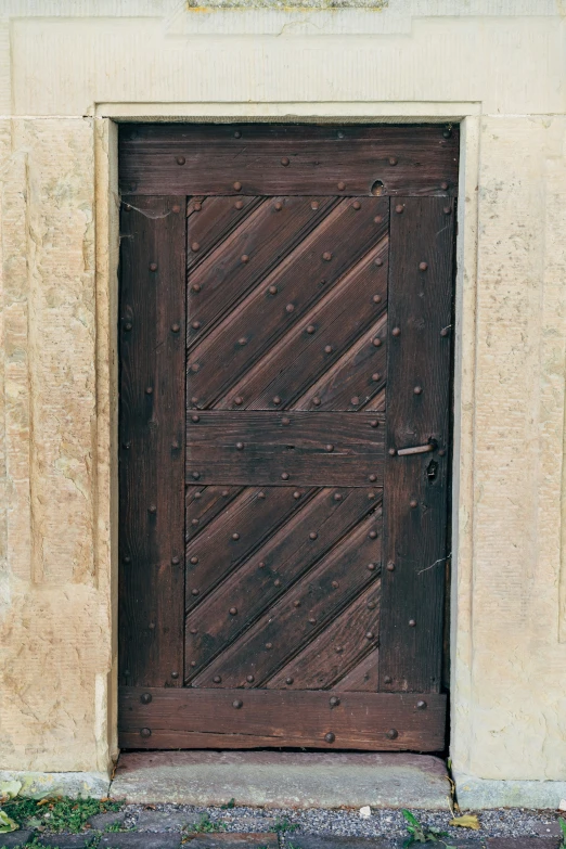 a close up of a wood door with the top half of a closed