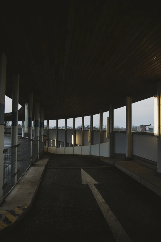 the interior view from an empty parking garage