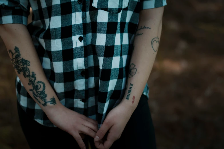 a close up view of a person with tattoos on his arms