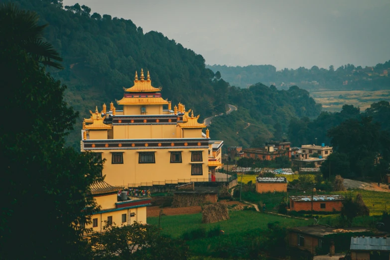 view of buildings in the middle of a hilly area