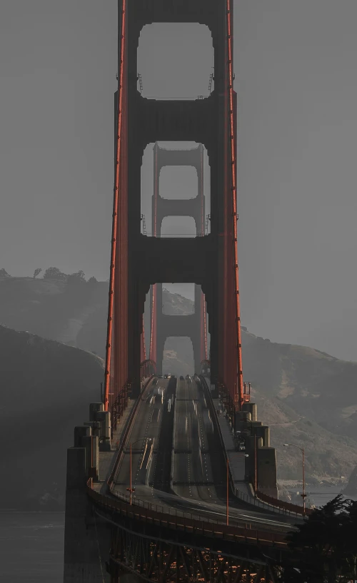 the view of the golden gate bridge at dusk