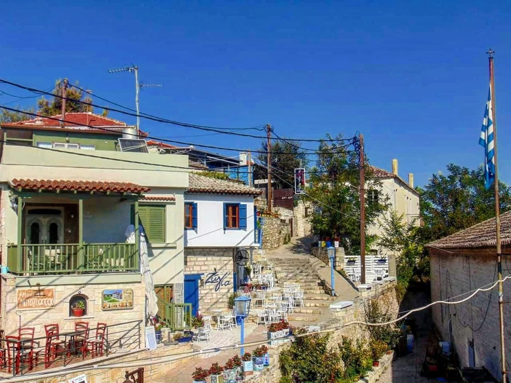 a scenic view of some houses and alleys