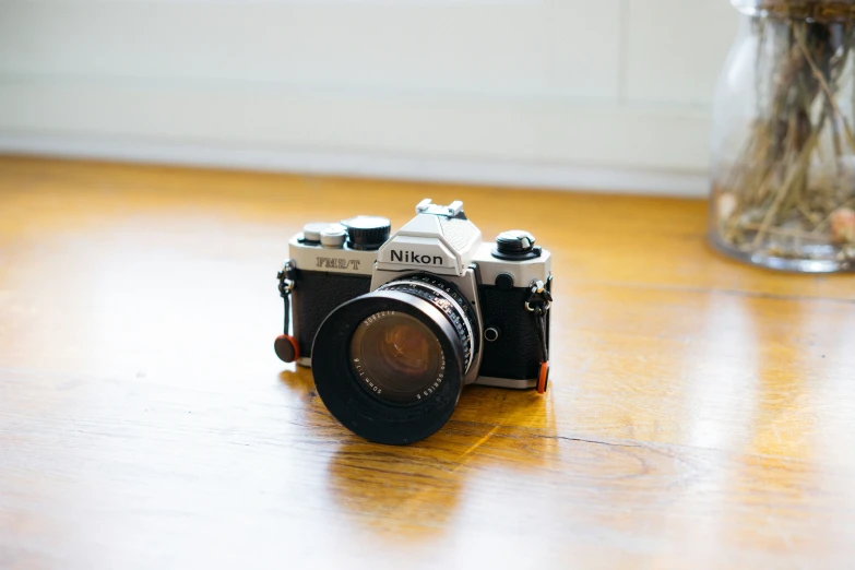 an old po of a camera on the table