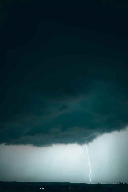 a storm approaching from a dark sky filled with lightning