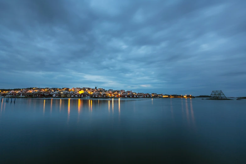 a long view of a city lit up at night