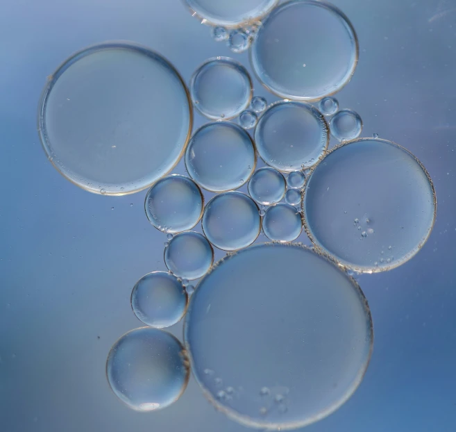 a group of water bubbles floating in a body of water