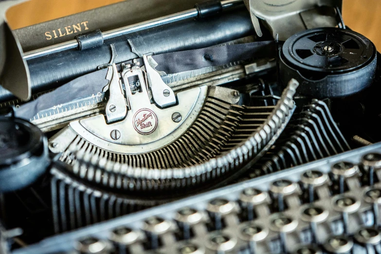 closeup of the word silent on the old typewriter