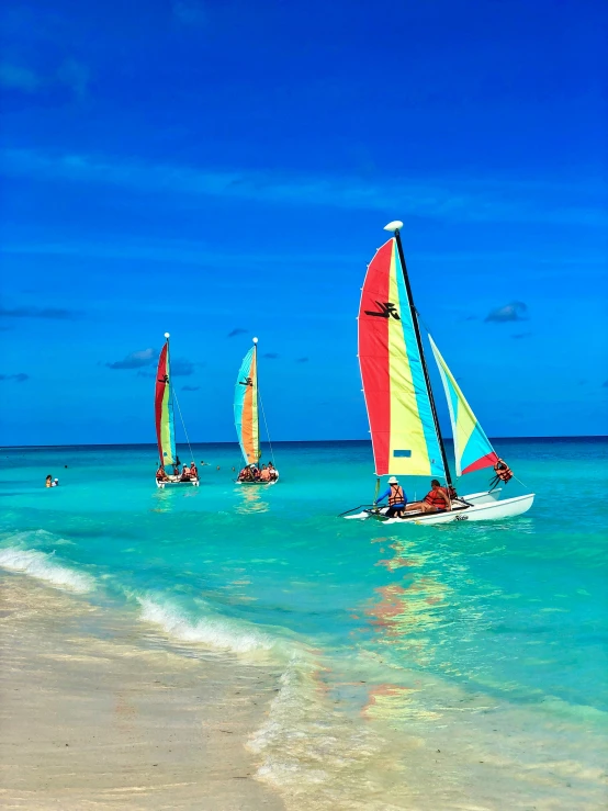 a bunch of sail boats that are in the ocean