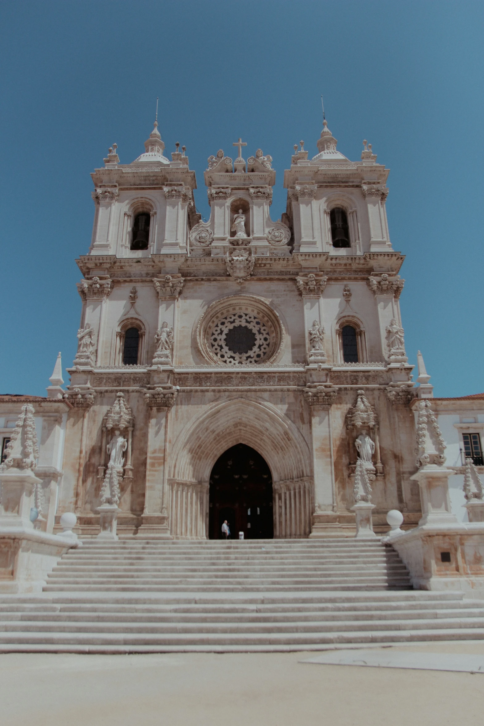 the steps leading to the large building are very scenic