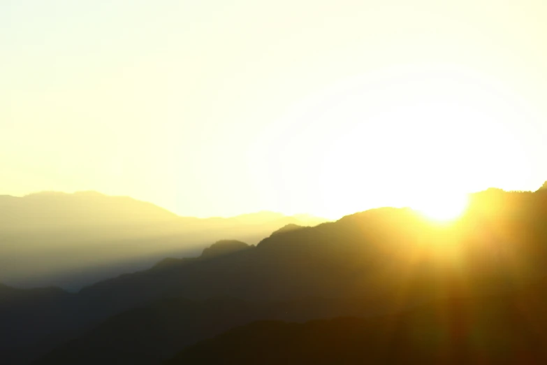 a bird perched on top of a mountain at sun set