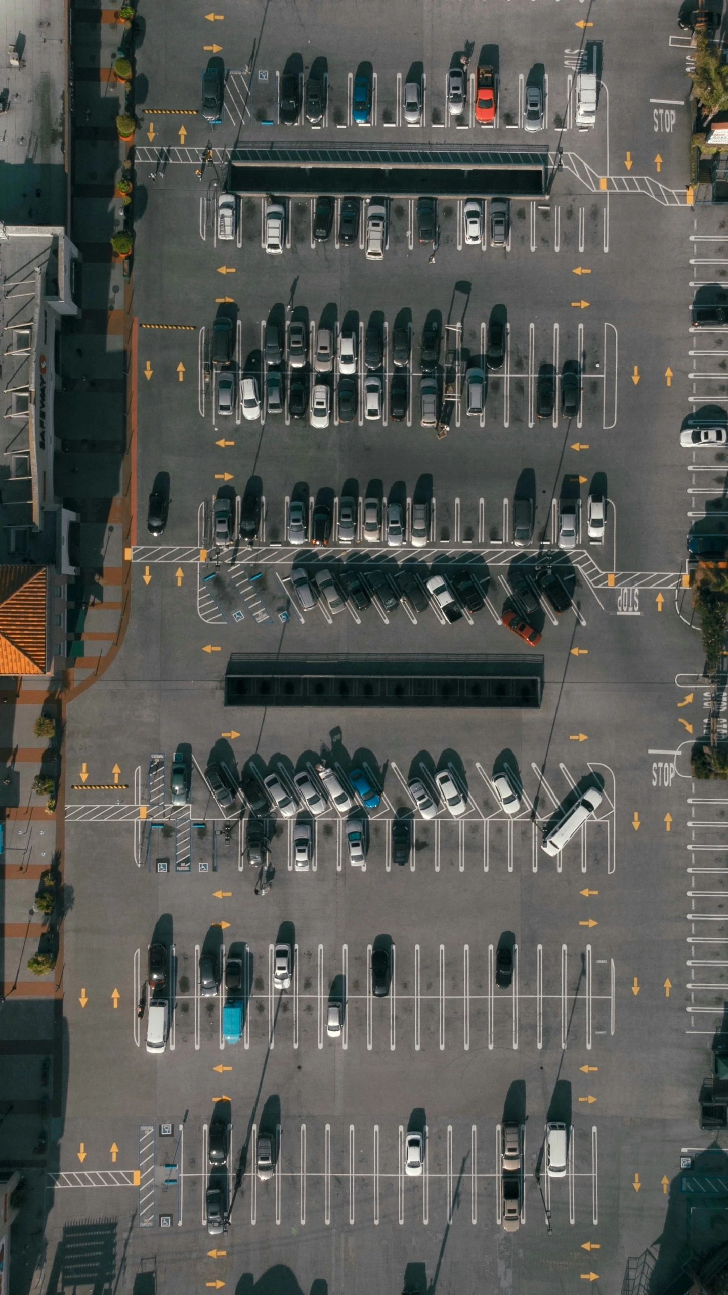 there are parking lots in this large parking lot