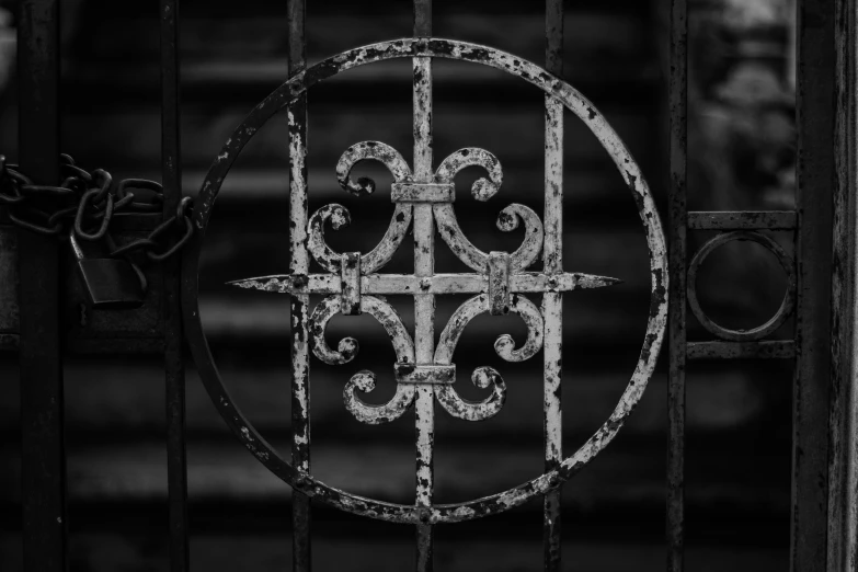 this po is of an iron gate with spiral design