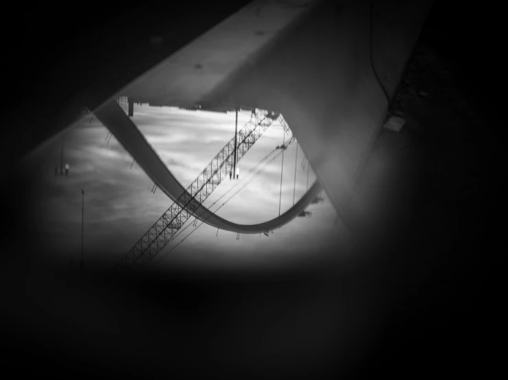 a black and white image of a stair case