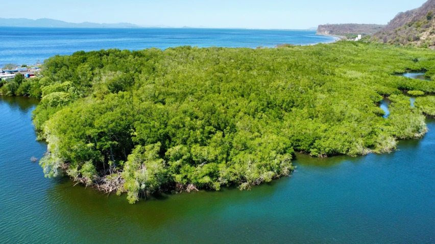 an island that has a boat parked on it