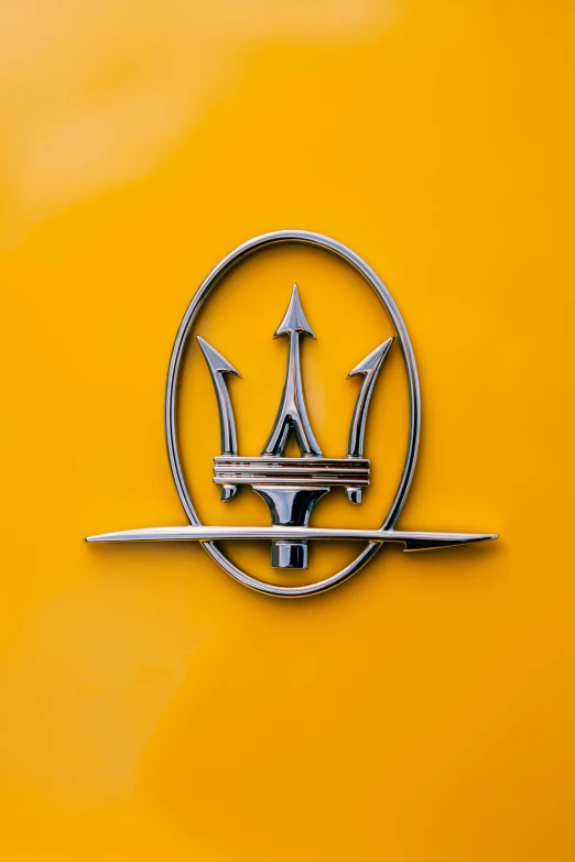 the emblem on a yellow and black car