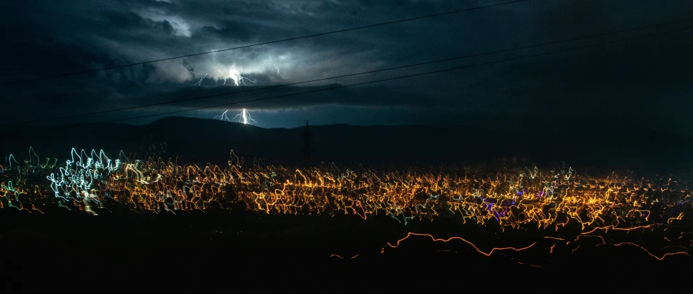 an image of city lights in the dark